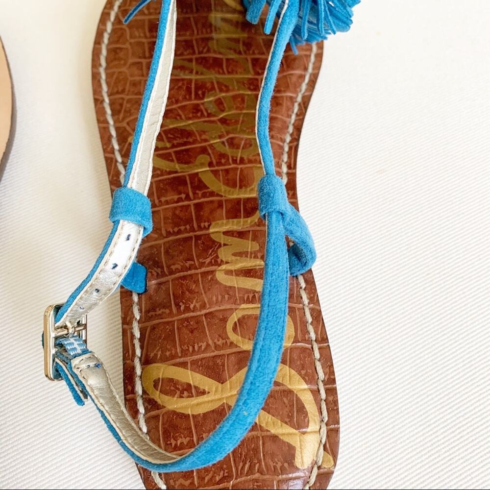 Sam Edelman Malibu Blue Gela Suede Fringe Sandals 6.5 - Picture 6 of 11